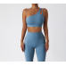 Ladies Sports Blue Bra Sexy Criss Cross Straps Back High Support Impact Yoga Underwear Running Fitness Gym Padded Bralette