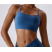 Dark Blue Ladies Sports Bra Sexy Criss Cross Straps Back High Support Impact Yoga Underwear Running Fitness Gym Padded Bralette