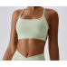 White Ladies Sports Bra Sexy Criss Cross Straps Back High Support Impact Yoga Underwear Running Fitness Gym Padded Bralette