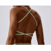 White Ladies Sports Bra Sexy Criss Cross Straps Back High Support Impact Yoga Underwear Running Fitness Gym Padded Bralette