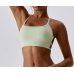 White Ladies Sports Bra Sexy Criss Cross Straps Back High Support Impact Yoga Underwear Running Fitness Gym Padded Bralette