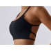 Black Ladies Sports Bra Sexy Criss Cross Straps Back High Support Impact Yoga Underwear Running Fitness Gym Padded Bralette