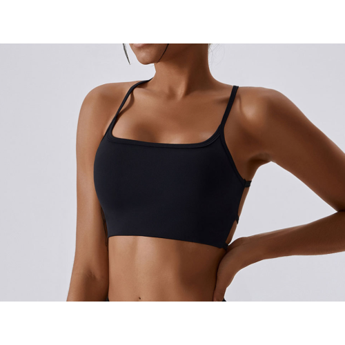 Black Ladies Sports Bra Sexy Criss Cross Straps Back High Support Impact Yoga Underwear Running Fitness Gym Padded Bralette