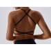 Black Ladies Sports Bra Sexy Criss Cross Straps Back High Support Impact Yoga Underwear Running Fitness Gym Padded Bralette