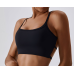 Black Ladies Sports Bra Sexy Criss Cross Straps Back High Support Impact Yoga Underwear Running Fitness Gym Padded Bralette