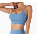 Blue Ladies Sports Bra Sexy Criss Cross Straps Back High Support Impact Yoga Underwear Running Fitness Gym Padded Bralette