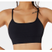 Black Ladies Sports Bra Sexy Criss Cross Straps Back High Support Impact Yoga Underwear Running Fitness Gym Padded Bralette
