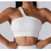 White Ladies Sports Bra Sexy Criss Cross Straps Back High Support Impact Yoga Underwear Running Fitness Gym Padded Bralette