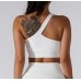 White Ladies Sports Bra Sexy Criss Cross Straps Back High Support Impact Yoga Underwear Running Fitness Gym Padded Bralette