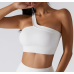 White Ladies Sports Bra Sexy Criss Cross Straps Back High Support Impact Yoga Underwear Running Fitness Gym Padded Bralette