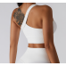White Ladies Sports Bra Sexy Criss Cross Straps Back High Support Impact Yoga Underwear Running Fitness Gym Padded Bralette