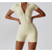Yoga Set Beige Women Fitness Rompers Sexy One Piece Strap Tummy Control Padded Sports Bra Workout JumpSuits Sportswear