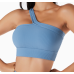 Blue Ladies Sports Bra Sexy Criss Cross Straps Back High Support Impact Yoga Underwear Running Fitness Gym Padded Bralette