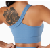 Blue Ladies Sports Bra Sexy Criss Cross Straps Back High Support Impact Yoga Underwear Running Fitness Gym Padded Bralette
