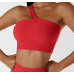 Red Ladies Sports Bra Sexy Criss Cross Straps Back High Support Impact Yoga Underwear Running Fitness Gym Padded Bralette