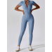 Yoga Set Blue Women Fitness Rompers Sexy One Piece Strap Tummy Control Padded Sports Bra Workout JumpSuits Sportswear