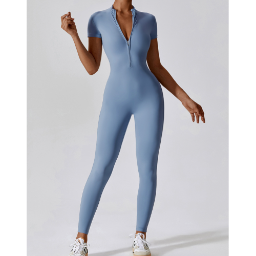Yoga Set Blue Women Fitness Rompers Sexy One Piece Strap Tummy Control Padded Sports Bra Workout JumpSuits Sportswear