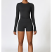 2pcs Black Yoga Sets Womens Outfits Peach Hip Lifting Suit Neck Hanging Sports Bra Shockproof Quick Drying Shorts Set Female Tracksuit