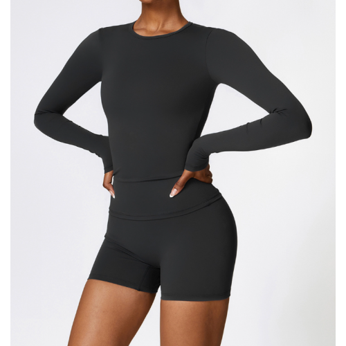 2pcs Black Yoga Sets Womens Outfits Peach Hip Lifting Suit Neck Hanging Sports Bra Shockproof Quick Drying Shorts Set Female Tracksuit