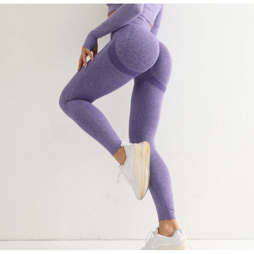 Purple Fitness Women Sport Seamless Leggings High Waist Elastic Solid Yoga Leggings Gym Jogging Quick Dry Push Up Slim Pants Female