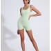 Green sports jumpsuit quick drying integrated V-shaped back running fitness suit tight fitting beautiful back yoga suit