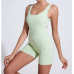 Green sports jumpsuit quick drying integrated V-shaped back running fitness suit tight fitting beautiful back yoga suit