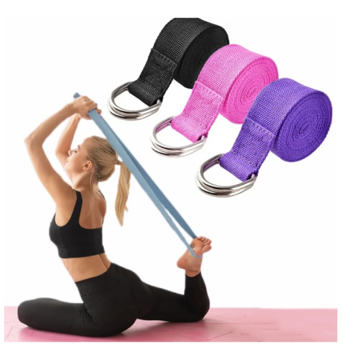 183*3.8cm Yoga Strap Cotton Exercise Yoga Belt Adjustable Woven Stretch D-Ring Buckle Fitness Stretching Bands Pilates Rope