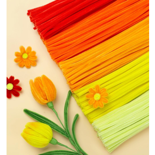 Orange Pipe Cleaners,500pcs in 5 Colors, Chenille Stems for Art and Craft Projects,Flower DIY Decorations
