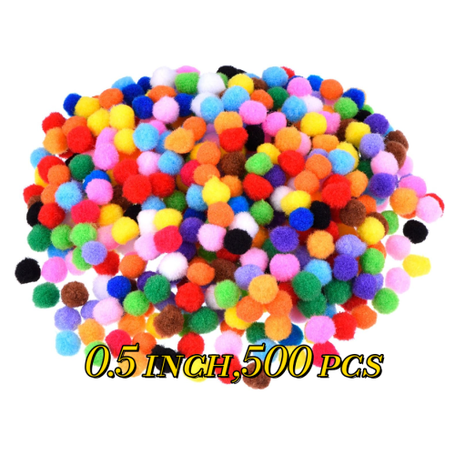 500 Pcs 0.5 Inch Polypropylene Pompoms for Craft Making, Small Pom Poms Balls Art and Craft DIY Decorations(Multicolor)