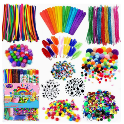 1200pcs+ Arts & Crafts Supplies for Kids- Christmas Craft Kits with Pipe Cleaners, Pom Poms for Crafts, Popsicle Sticks for Craft, Craft for Kids Ages 4-8 Girls & Boys Birathday Gifts