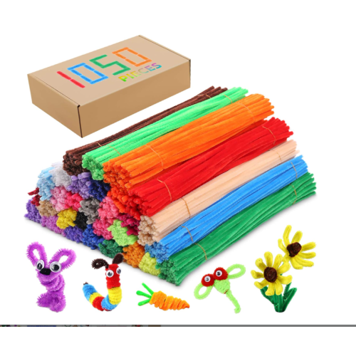 Pipe Cleaners Chenille Stems 1050 Pieces 30 Assorted Colors for Craft Arts Creative DIY Projects Decorations, 6mm x 12inch Fuzzy Colored Chenille Stem Sticks Set Craft Supplies for Kids and Adults