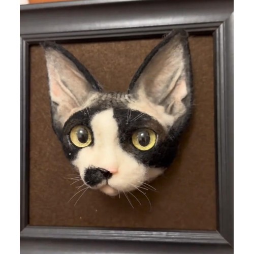 Head Pet Portraits Handmade 3D Dogs Wool Needle Felt Portraits with Wooden Frame | PetsMatter Solid&Bicolor 
